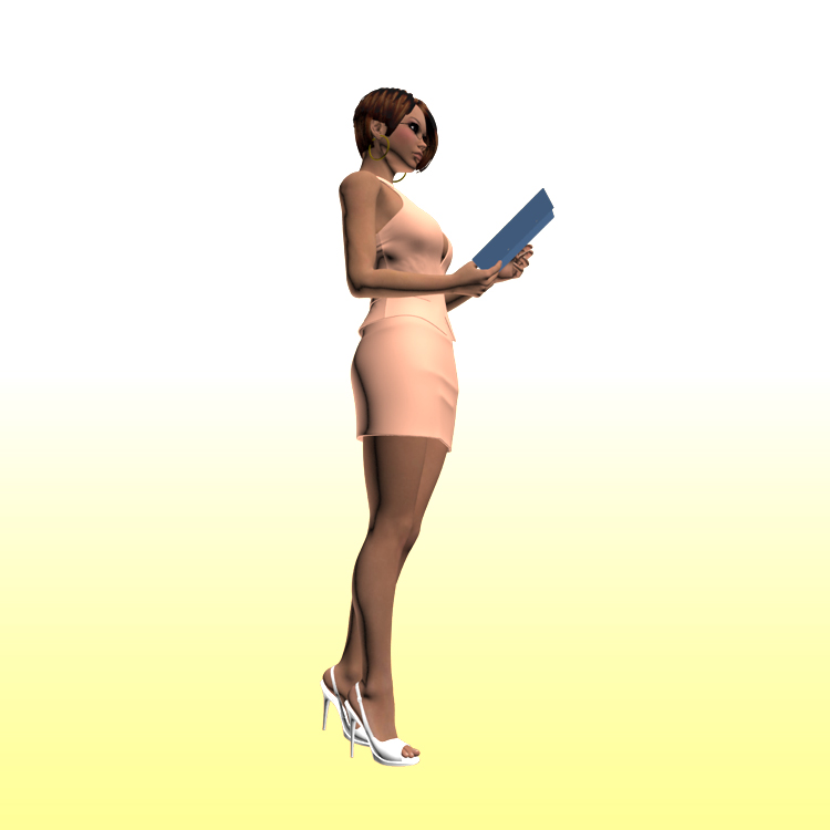 Office Female Clerk 3D Model Character Girl Woman